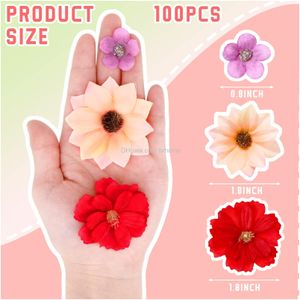 Decorative Flowers Wreaths Faux Flower Heads Artificial Craft Small Rose Daisy Peony Fabric Mini Diy Decoration Daisies For Wedding Ho Ammru