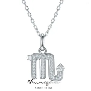 Hängen Vinregem 925 Sterling Silver 18K White Gold Diamond Tested VVS1 D Moissanite Scorpio Necklace for Women Gift Drop Drop