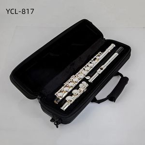 Top Japan 817 877 FLUTE Professional Cupronickel Otwarcie C Key 17 Hole Srebrny Silver Instrumenty muzyczne z obudową