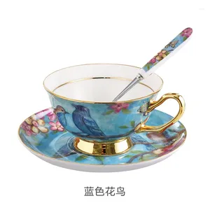 Coffeware sätter keramiska kaffekoppar Bone China Cup och Saucer Set Cafe Wholesale Light Luxury Tea Spoon