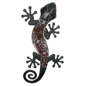 Dekoracje ogrodowe metalowa jaszczurka gekonowa ze szklanym dekoracją ścienną do domu dekoracja ogrodu zwierzęce posągi na zewnątrz rzeźby dekoracyjne do sypialni 231023