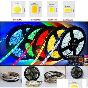 Led Strips Strip Light 5050 5630 2835 Flexible Rope 5M 60Leds/M 300Led Smd 12V Lamp For Home Kitchen Under Cabinet Drop Delivery Lig Dhmuo