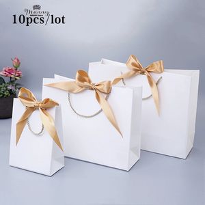 Gift Wrap 10pcs Gift Bag Paper Box With Ribbon Wedding Favors Baby Shower Valentines Birthday Party /Pajamas Clothes Wig Jewelry Packaging 231023