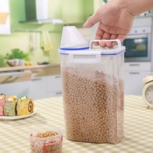 Food Savers Storage Containers Portable Sealed Jar Miscellaneous Grains Kitchen Box Transparent Pet Cat Rice Bucket Snack Tea 231023