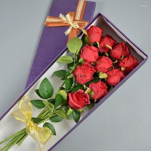 Fiori decorativi 10 pezzi 50 cm seta artificiale rosa matrimonio decorazioni per la tavola di casa bouquet lungo organizzare piante finte regali di San Valentino