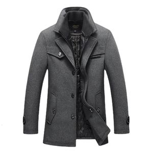 Męskie okopy płaszcze Wysokiej jakości zimowe męskie biznes swobodny mężczyźni kurtki kaszmirowe płaszcze mieszanki wełny 5 231023