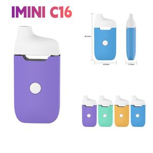 卸売イミニC16ベイプタンク2ML 3ML使い捨て四角デバイス消耗品ベイプペンブラック黄色の空のタンクオイル気化器D9 280MAH予熱USB充電デバイスポッド