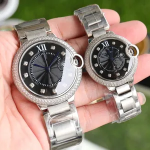 Diamond Herren-Ballon-Automatik-Mechanikuhr, groß, 42 mm, klein, 33 mm, Saphirglas, Business-Damenuhr, hochwertiger Edelstahlgürtel