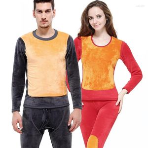 Intimo termico da uomo Abbigliamento invernale Pile freddo Ened Unghie dorate Abiti da coppia Pantaloni lunghi Leggings per genitore