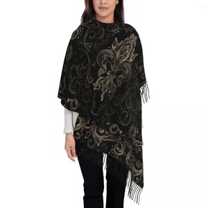 Bufandas Fleur-de-lis Shawl Wraps Mujeres Invierno Cálido Grande Bufanda suave Fleur De Lis Lily Flower Pashminas