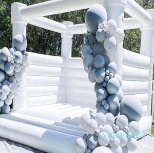 Familjtrampoliner Uppblåsbar vit bröllop jumper bouncy castlemoon studsa husbridal studsa hus