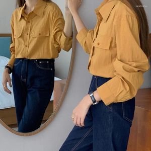 Damenblusen Lazy Cargo Style Shirts Damen Herbst OL Tops Teenager Feeling Wear Lässige, lockere, langärmelige Kleidung Dopamin-Kürbis