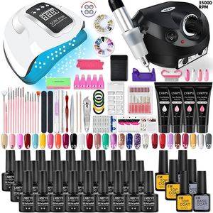 Akryl Powders Liquids Nail Kit Poly Gel With Lamp Glitter UV Building Polish Manicure Tools Set 231023