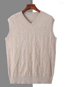Herrtröjor Vest Luxury China-Chic Bloom Mink Cashmere Solid Sweater Autumn/Winter V-Neck Pullover