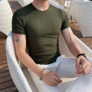 Herr t shirts koreansk mode tshirt män sommarkläder smala passar streetwear crew tee skjorta kort ärm andas cool