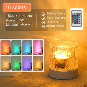 Decorative Objects Figurines 1 3 16 Colors Crystal Lamp Dimmable Water Ripple Projector Night Light USB Touch for Decoration Home Houses Bedroom 231024