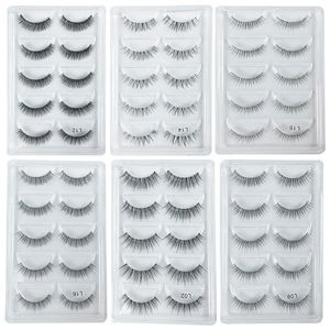 False Eyelashes 5Pairs Mink Invisible Band Lash Extension Natural Cross Cluster Fairy 3D Faux Big Eye Long Fake Lashes 231024