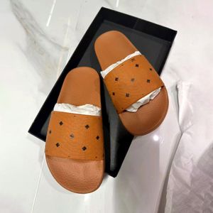 Unisex luxury slide designer woman slipper man Print Visetos Rubber Slides Grained tory summer shoe classic outside comfort flat sandal