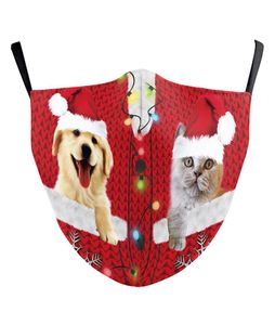 DHL 2020 дизайнерское лицо Взрослые моющиеся удобные маски для рта Животные кошки собаки Рождество Регулируемая защитная1280225