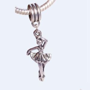 Charms 100st Antiqued Sier Ballerina Ballet Dancer Dance Dingle Pärla för europeiska charmarmband 44 x14 mm smycken smyckesfynd dhzxd