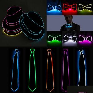 Andra evenemangsfestleveranser jazzdansare gynnar tråd glödande streck gentleman cap attraktiv galen led strip neon topp hatt slips weddin dh3z1