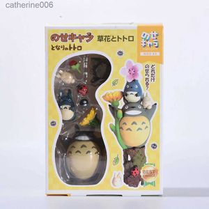 Andra leksaker Mina granne Totoro Flowers and Plants Figures Collection Cartoon Movie Peripheral Toys Action Figur Japanese Christmas GiftsL231024