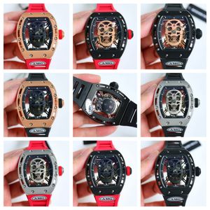 052 Luxury Watch for Watchs Mens Watches Tourbillon Mechanical Movement Aviation Steel Case gummiband armbandsur Montre de Luxe