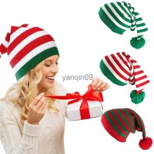 Christmas Decorations Christmas Santa Beanie Knitted Hat Elf Santa Claus Red Green Knitted Gift Crochet Hat Happy 2024 New Year Merry Christmas Hats HKD231024