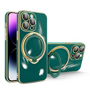 Fashion Magnetic Ring Card Shinny Color phone case for iPhone 15 14 13 12 11 Pro Max XR XS 6 7 8 Plus 360 Protection Shockproof cases