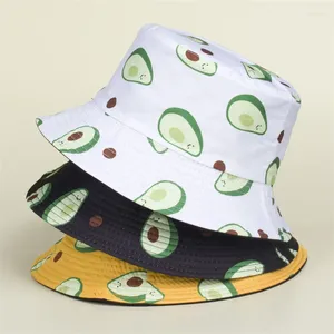 Berets Avocado Print Damen Eimer Hut Mode Kpop Bob Panama Hüte für Männer Outdoor Sports Golf Cap Männlich Sommer Casual Sun Caps Frauen