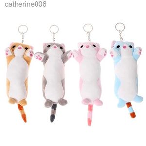 Stuffed Plush Animals Lovely Long Cat Plush Doll Toys Soft Stuffed Animal Keychain Backpack Pendant For Kids Girls Birthday GiftsL231027