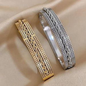 Bangle DODOHAO Unisex Jewelry Stainless Steel Cuban Twist Chain Bracelets For Women Men Simple Texture Gold Color Cuff