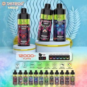 新しいTastefog Mega Vape12KPiffs充電式バッテリー付き補充可能なポッド