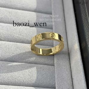 Bandringar 3,6 mm Love V Gold Material kommer aldrig att blekna smal ring utan diamanter Brand Officiella reproduktioner med Counter