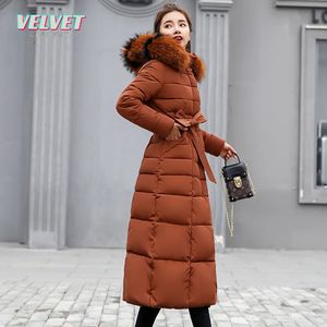 Parkas ves pamuklu yastıklı astar 3xl moda kürk yaka kış ceket kadınlar uzun kapüşonlu ceket 231023