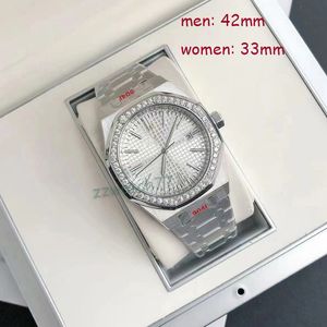 High End Designer Watches Mens i damskie modne zegarek Diamond 42 mm33mm Wysoka jakość stali nierdzewnej Różowe złoto i srebrny pasek luksusowy zegarek