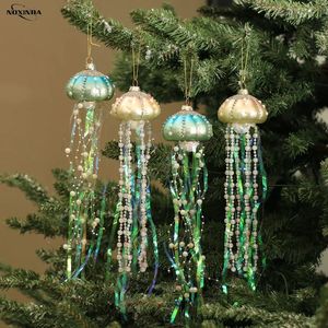 Christmas Decorations Glass Pearl Jellyfish Hanging Decorations Christmas Tree Pendant Christmas Ornaments Wind Chimes Hanging 231024