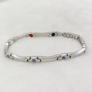 Charm Bracelets Designer Fashion Jewelry Ladie Girls High Quality Beautiful Purple Stones Stainless Steel Magnetic Bracelet 231023