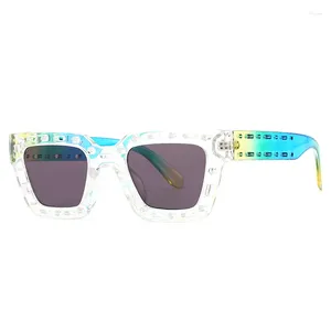 Sonnenbrille Ins Mode Rechteck farbenfrohe Gradienten Frauen Retro einzigartige hohle quadratische Sonnenbrille Männer Schatten UV400