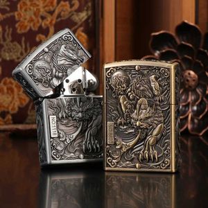 ZORO ZORRO METAL kerosene Lighter Grinding Wheel WindProof Creative Personess Embossed Armor Pixiu