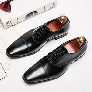 Dress Shoes Autumn Winter Solid Color Square Head Leather Surface Waterproof Comfortable Men's Fashion Three Joint Flat