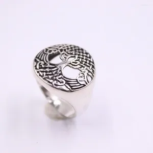 Pierścienie klastra Pure 925 Srebrny Pierścień Szerokość 17 mm okrągłe puste drzewo wzorów dla kobiety USA Rozmiar 5-10