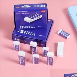 Erasers Wholesale 30Pcs/Pack White 2B Pencil Rubber Ding Art Sketch Painting Eraser Student Correction Exam Writing Pvc Erasers Suppli Dh6W5