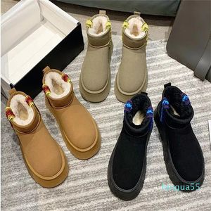 2023-Tazz tofflor för kvinnor tasman päls glider klassisk ultra mini plattform boot slip-on mocka ull boot blandning vinter får hud tossor designer