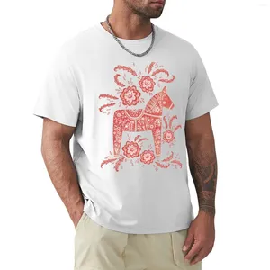 Men's Tank Tops Swedish Dala Horse Folk Art T-Shirt Anime Clothes Short Sleeve Mens T Shirts Casual Stylish