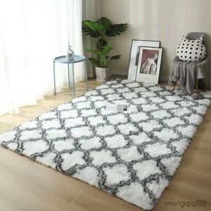 Carpet Tie Dye Carpets For Bedroom Decor Modern Home Floor Mat Washable Nordica the Living Room Soft White Shaggy Rug R231024