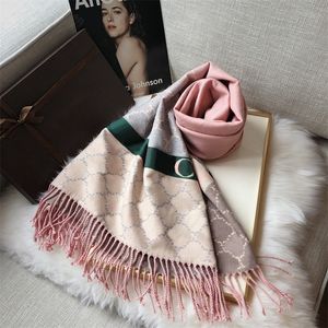 Luxury Cashmere Scarf Double Side Scarf Designer Män Kvinnor Scarves sjal randig vinter 180 cm märke Silk Pashmina Neckerchief Schal 3 färger