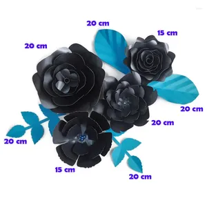 Dekoratif çiçekler diy dev kağıt yapay gül fleurs yapayielles zemin 4pcs 4 Düğün partisi dekor kreş ışıltılı siyah