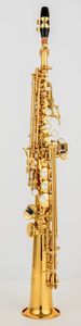 Tyskland ST 90 Mässing Straight Soprano Saxophone BB B Flat Sax Saxophone Woodwind Instrument Natural Shell Key Carve Mönster 01