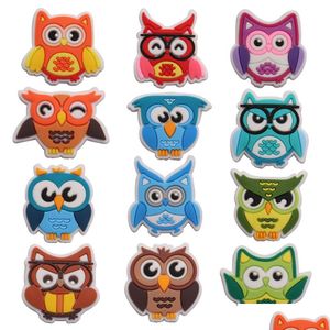 Części butów Akcesoria Hurtowe 100pcs Pvc Cartoon Colorf Owl Ptak Sandały Uroki Fit Flabands Ornament Dekoracja Upuszczenie Dhdjr